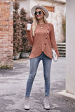 ROUND NECK BUTTON FITTING CORDUROY PULLOVER