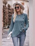 ROUND NECK BUTTON FITTING CORDUROY PULLOVER
