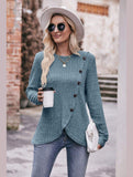 ROUND NECK BUTTON FITTING CORDUROY PULLOVER