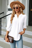WOMEN RIBBED 3/4 SLEEVE PATTERN STITCHED BLOUSE