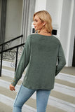 WOMEN V NECK LONG SLEEVE BUTTON CUFF BASIC TOP