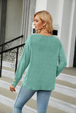 WOMEN V NECK LONG SLEEVE BUTTON CUFF BASIC TOP