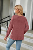 WOMEN V NECK LONG SLEEVE BUTTON CUFF BASIC TOP