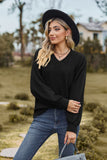 WOMEN V NECK LOOSE FIT LONG SLEEVE T SHIRT