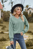 WOMEN V NECK LOOSE FIT LONG SLEEVE T SHIRT