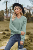 WOMEN V NECK LOOSE FIT LONG SLEEVE T SHIRT