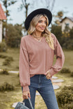 WOMEN V NECK LOOSE FIT LONG SLEEVE T SHIRT