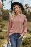 WOMEN V NECK LOOSE FIT LONG SLEEVE T SHIRT