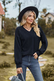 WOMEN V NECK LOOSE FIT LONG SLEEVE T SHIRT