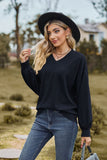 WOMEN V NECK LOOSE FIT LONG SLEEVE T SHIRT
