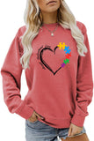 WOMEN HEART PRINTING LONG SLEEVE FALL WINTER TEE