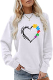 WOMEN HEART PRINTING LONG SLEEVE FALL WINTER TEE
