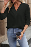 V NECK LONG SLEEVED WOMEN SWEATSHIRT