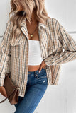WOMEN CASUAL BUTTON CUFF PLAID POCKETS SHACKET