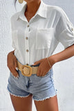 ROLL UP POCKET BUTTON UP LOOSE COLLAR SHIRTS - Doublju