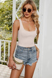 SIMPLE DEEP SQUARE NECK CROP TANK TOP - Doublju