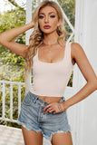 SIMPLE DEEP SQUARE NECK CROP TANK TOP - Doublju
