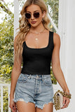 SIMPLE DEEP SQUARE NECK CROP TANK TOP - Doublju