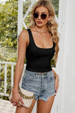 SIMPLE DEEP SQUARE NECK CROP TANK TOP - Doublju