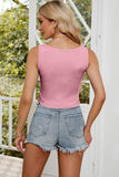 SIMPLE DEEP SQUARE NECK CROP TANK TOP - Doublju