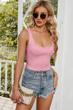 SIMPLE DEEP SQUARE NECK CROP TANK TOP - Doublju