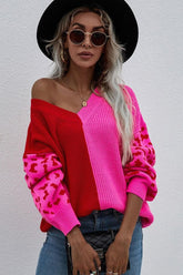 V NECK LEOPARD TOP - Doublju