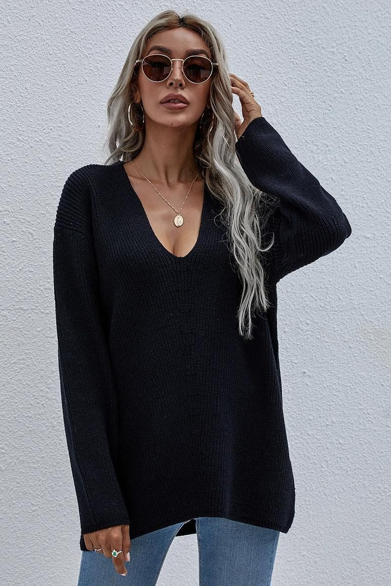 DEEP V NECK TOPS - Doublju