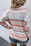 ROUND NECK STRIPED SWEATER - Doublju