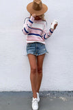 ROUND NECK STRIPED SWEATER - Doublju