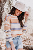 ROUND NECK STRIPED SWEATER - Doublju
