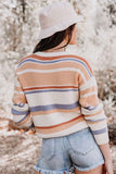 ROUND NECK STRIPED SWEATER - Doublju