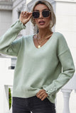 BUTTON LOOSE SOLID COLOR PULLOVER SWEATER - Doublju