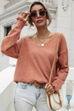 BUTTON LOOSE SOLID COLOR PULLOVER SWEATER - Doublju
