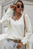 BUTTON LOOSE SOLID COLOR PULLOVER SWEATER - Doublju