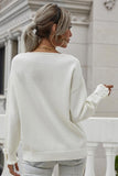 BUTTON LOOSE SOLID COLOR PULLOVER SWEATER - Doublju