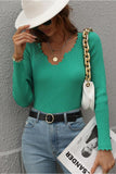 DEEP V NECK CASUAL DAILY KNIT TOP - Doublju
