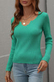 DEEP V NECK CASUAL DAILY KNIT TOP - Doublju