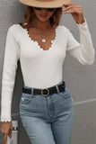 DEEP V NECK CASUAL DAILY KNIT TOP - Doublju