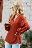 WAFFLE KNITTED BUTTON NECK LOOSE FIT TOP - Doublju