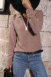 ZIP UP NECK CASUAL TOP - Doublju