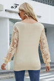 LACE SLEEVE TUNIC SWEATER TOP - Doublju
