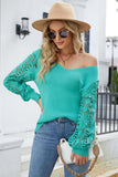 LACE SLEEVE TUNIC SWEATER TOP - Doublju