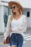 LACE SLEEVE TUNIC SWEATER TOP - Doublju