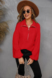 WOMENS HALF ZIP UP CASUAL SWEATER - Doublju