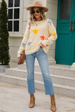 WOMENS COLORED STAR PATTERN SWEATER TOP - Doublju