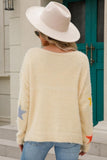 WOMENS COLORED STAR PATTERN SWEATER TOP - Doublju