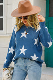WOMENS STAR PATTERN SWEATER TOP - Doublju