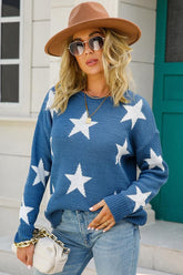 WOMENS STAR PATTERN SWEATER TOP - Doublju