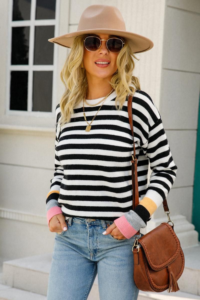 WOMENS STRIPE CASUAL TOP - Doublju