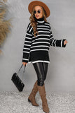 WOMENS TURTLENECK LONGSLEEVE STRIPE TOP - Doublju